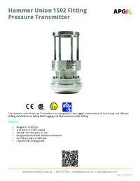 Thumbnail of document Data Sheet - 1502 HU Hammer Union Pressure Transmitter
